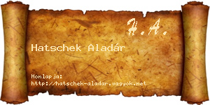 Hatschek Aladár névjegykártya